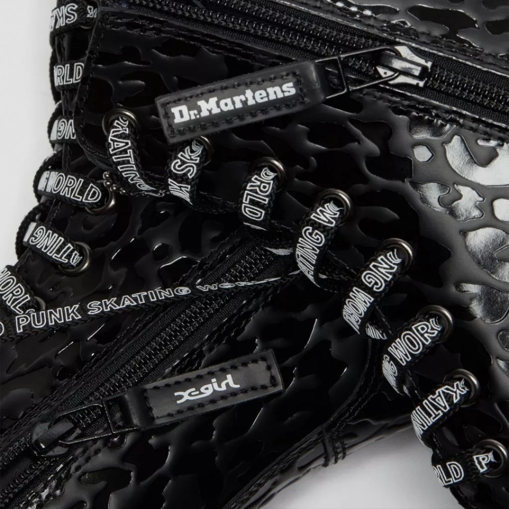 Dr. Martens X-girl Collab Jadon Black Leather Leopard Platform Embossed 8 Rare - Picture 15 of 15